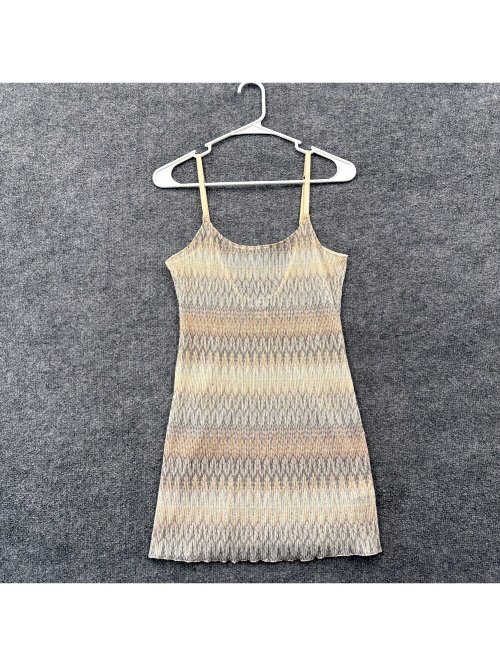 Intimately Free People Beige Pink Grey Abstract Kint Slip mini Dress S